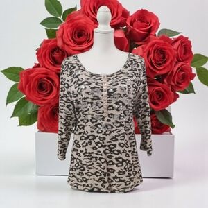Sportelle Leopard Print Top -‎ Black and Cream XL NWT PULLOVER